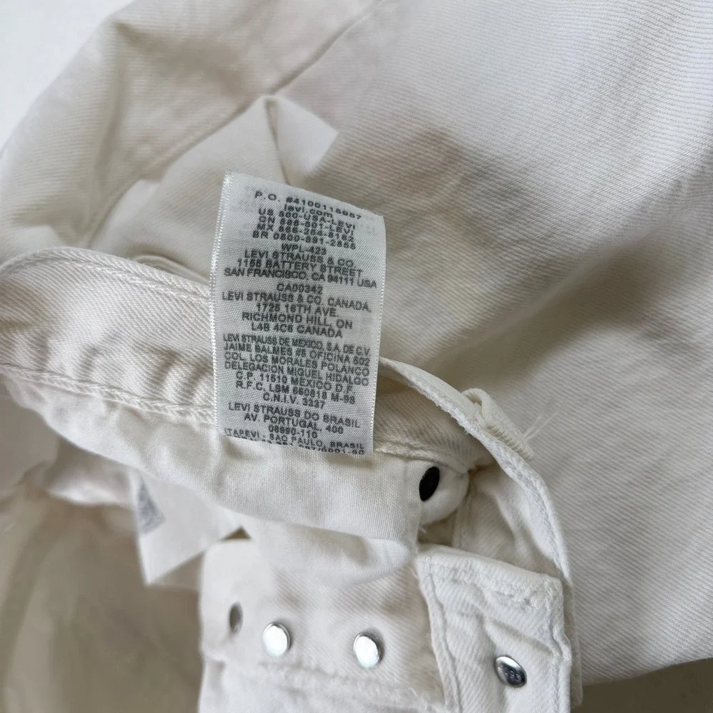 Levis 501 Original Straight Fit White Denim Jeans Mens 34x32 Button Fly Slit Hem